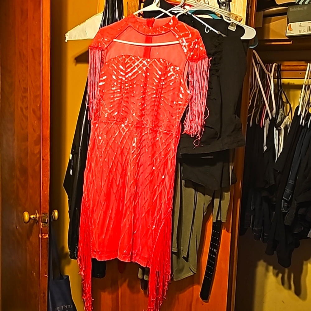 2XL Dress, Pink with tassels and silver gems